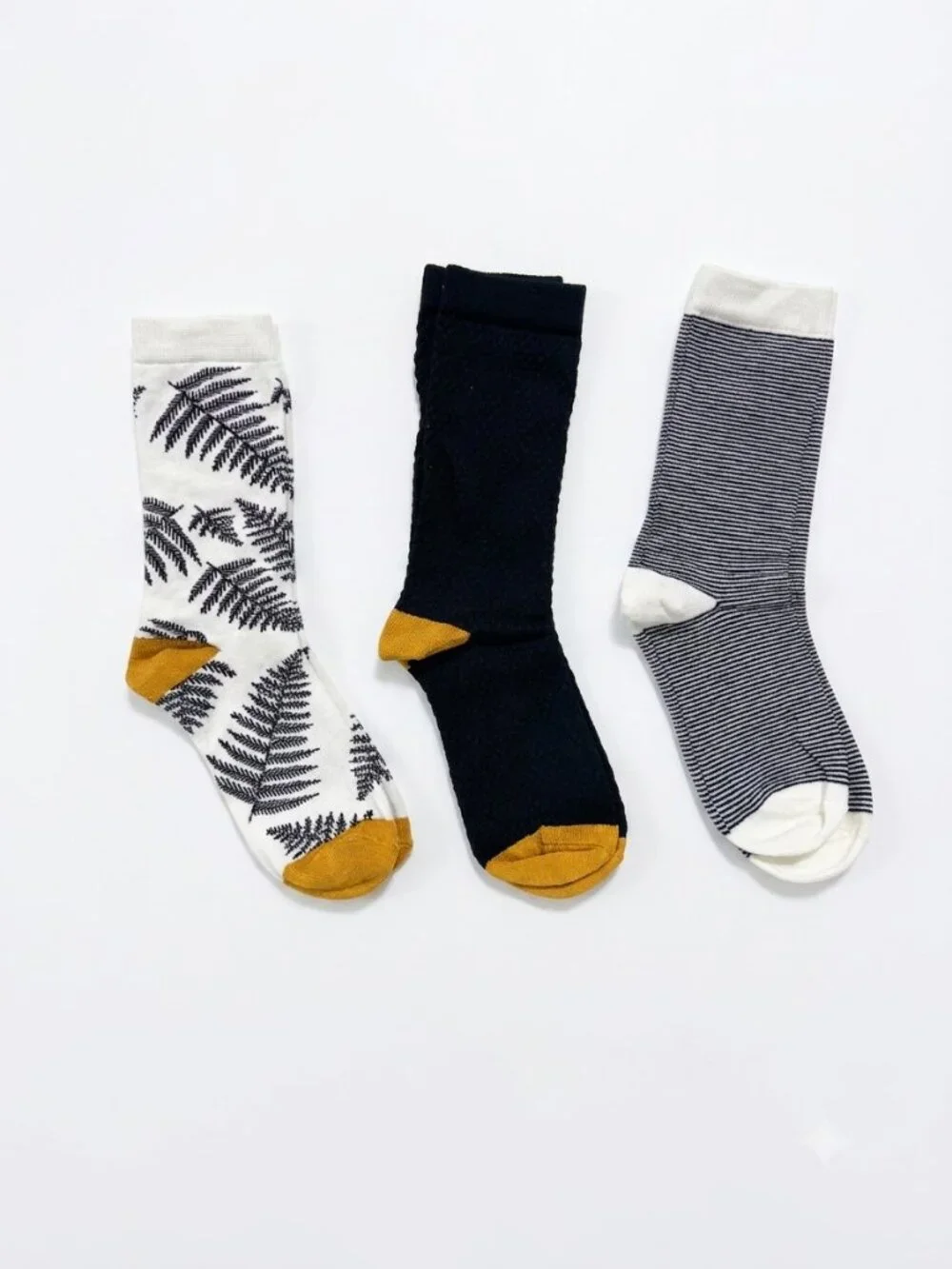 A New Day Women's Crew Socks 3 Pk Fern Striped Solid Knit Cotton Blend Size 4-10